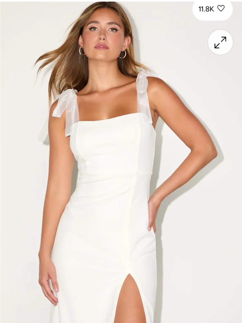 Lulu's White Strap-Tie Square Neck Midi Dress
